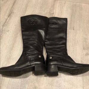 Franco Sarto L-Chipper Black Leather Wide Calf Riding Boots